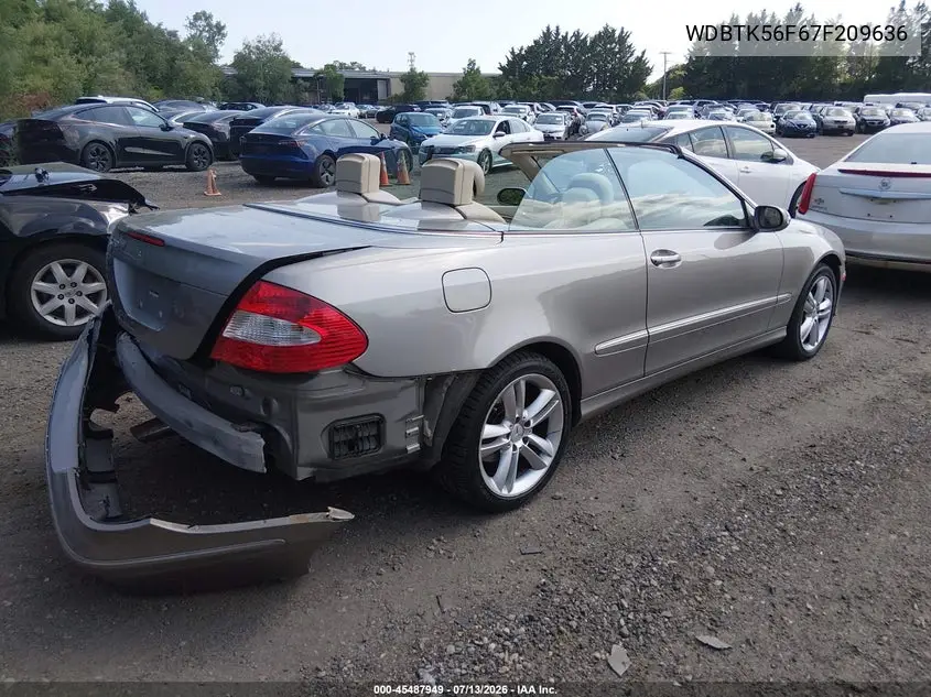 2007 Mercedes-Benz Clk 350 VIN: WDBTK56F67F209636 Lot: 45487949