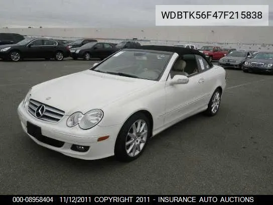 2007 Mercedes-Benz Clk350 VIN: WDBTK56F47F215838 Lot: 8958404