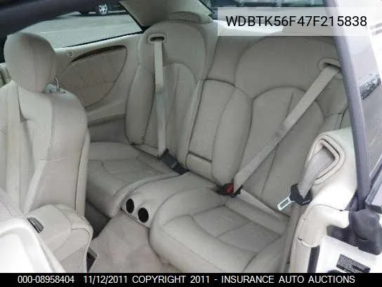 2007 Mercedes-Benz Clk350 VIN: WDBTK56F47F215838 Lot: 8958404