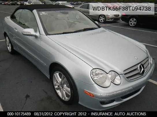 2008 Mercedes-Benz Clk350 VIN: WDBTK56F38T094738 Lot: 10175489
