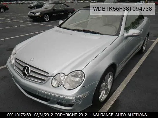 2008 Mercedes-Benz Clk350 VIN: WDBTK56F38T094738 Lot: 10175489