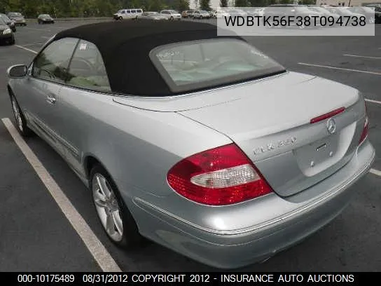 2008 Mercedes-Benz Clk350 VIN: WDBTK56F38T094738 Lot: 10175489