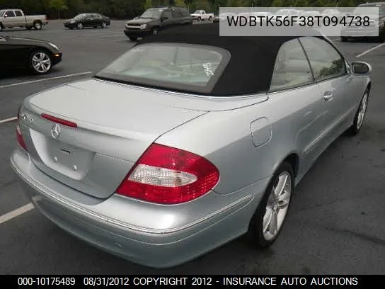 2008 Mercedes-Benz Clk350 VIN: WDBTK56F38T094738 Lot: 10175489