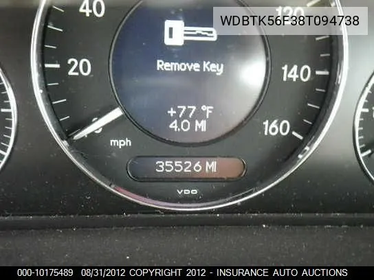 2008 Mercedes-Benz Clk350 VIN: WDBTK56F38T094738 Lot: 10175489