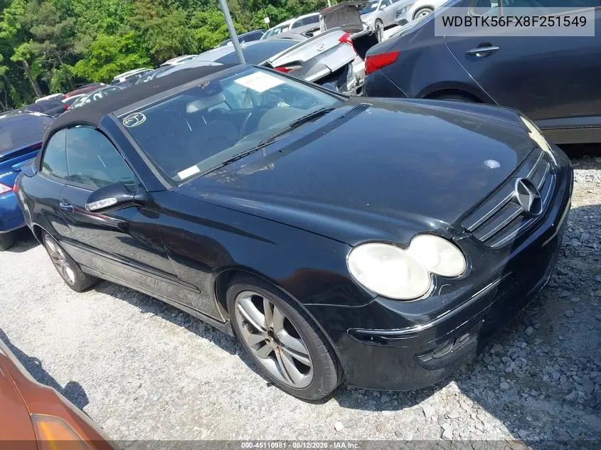 2008 Mercedes-Benz Clk 350 VIN: WDBTK56FX8F251549 Lot: 45110981