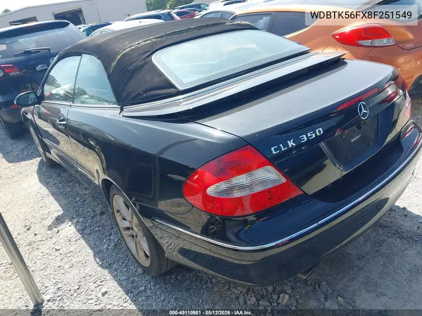 2008 Mercedes-Benz Clk 350 VIN: WDBTK56FX8F251549 Lot: 45110981