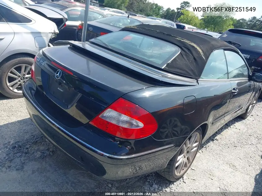2008 Mercedes-Benz Clk 350 VIN: WDBTK56FX8F251549 Lot: 45110981