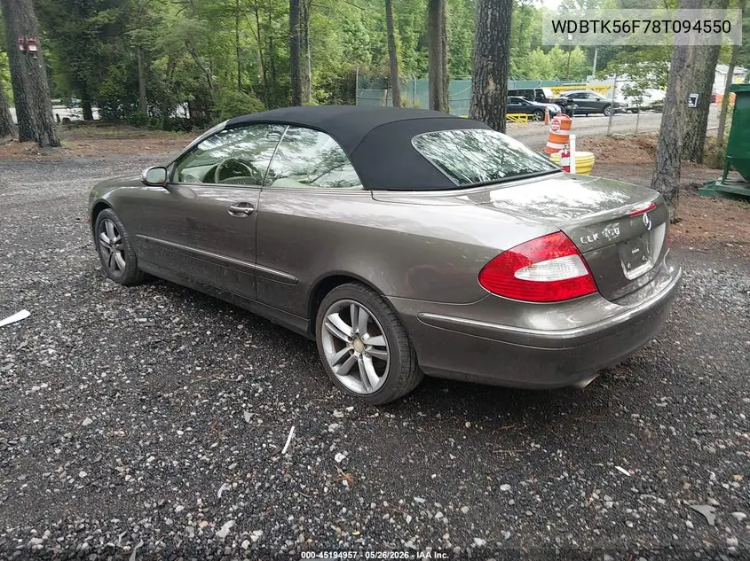 2008 Mercedes-Benz Clk 350 VIN: WDBTK56F78T094550 Lot: 45194957