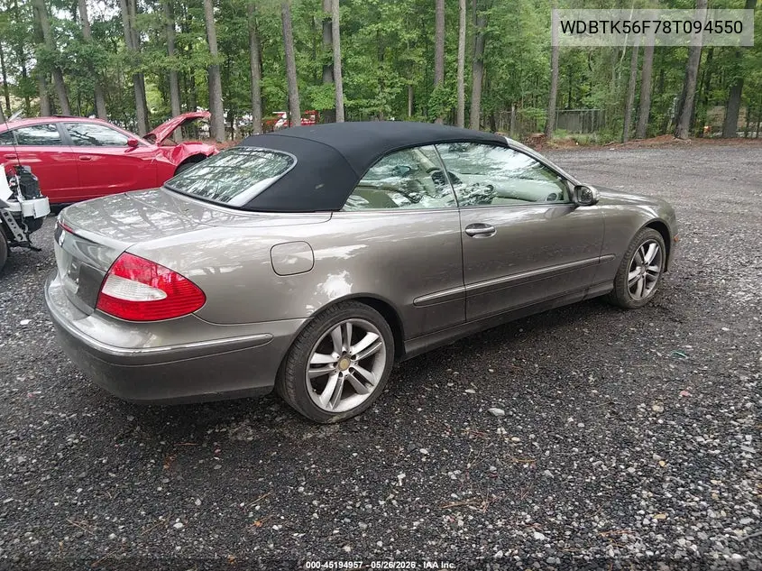 2008 Mercedes-Benz Clk 350 VIN: WDBTK56F78T094550 Lot: 45194957