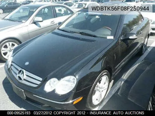 2008 Mercedes-Benz Clk350 VIN: WDBTK56F08F250944 Lot: 9525193