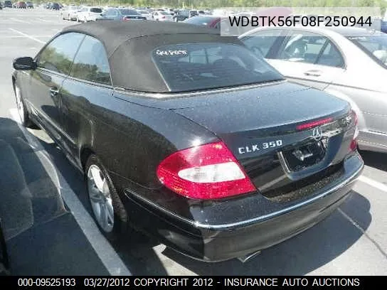 2008 Mercedes-Benz Clk350 VIN: WDBTK56F08F250944 Lot: 9525193