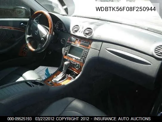 2008 Mercedes-Benz Clk350 VIN: WDBTK56F08F250944 Lot: 9525193