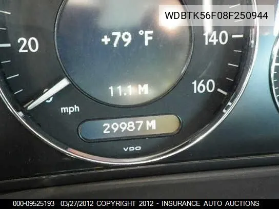 2008 Mercedes-Benz Clk350 VIN: WDBTK56F08F250944 Lot: 9525193