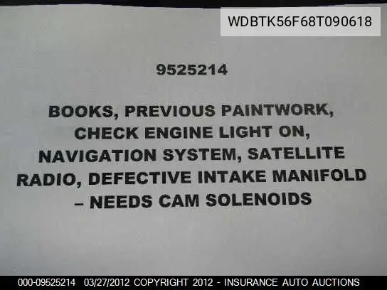 2008 Mercedes-Benz Clk350 VIN: WDBTK56F68T090618 Lot: 9525214