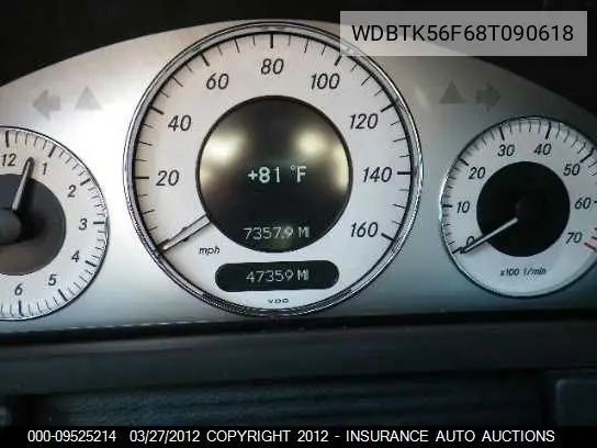 2008 Mercedes-Benz Clk350 VIN: WDBTK56F68T090618 Lot: 9525214