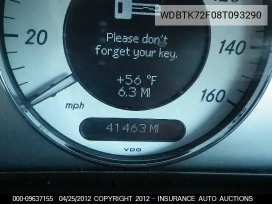 2008 Mercedes-Benz Clk550 VIN: WDBTK72F08T093290 Lot: 9637155