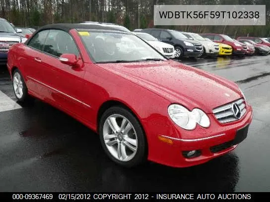 2009 Mercedes-Benz Clk350 VIN: WDBTK56F59T102338 Lot: 9367469