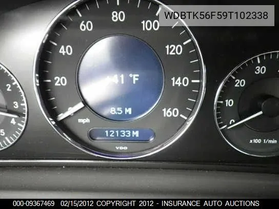 2009 Mercedes-Benz Clk350 VIN: WDBTK56F59T102338 Lot: 9367469