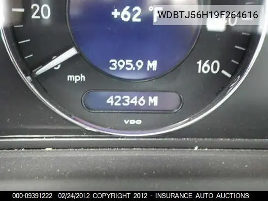 2009 Mercedes-Benz Clk350 VIN: WDBTJ56H19F264616 Lot: 9391222