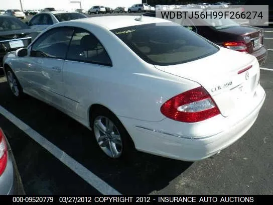 2009 Mercedes-Benz Clk350 VIN: WDBTJ56H99F266274 Lot: 9520779