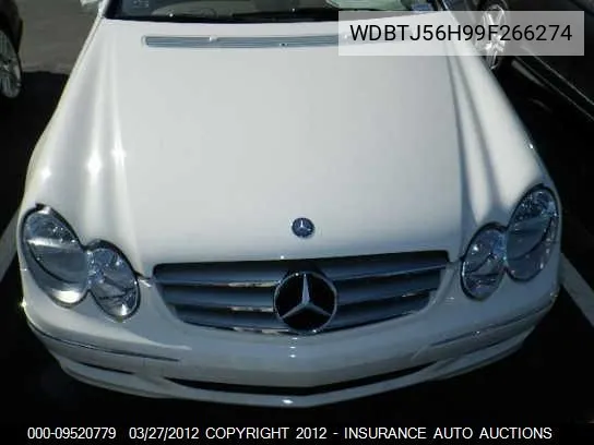 2009 Mercedes-Benz Clk350 VIN: WDBTJ56H99F266274 Lot: 9520779