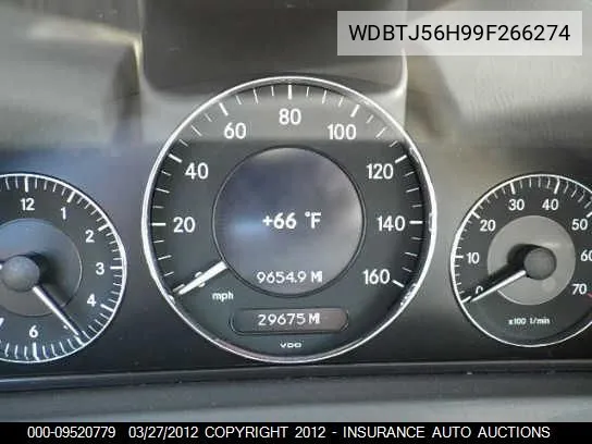 2009 Mercedes-Benz Clk350 VIN: WDBTJ56H99F266274 Lot: 9520779