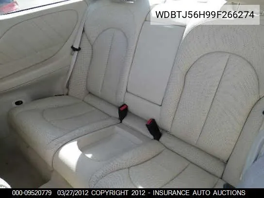 2009 Mercedes-Benz Clk350 VIN: WDBTJ56H99F266274 Lot: 9520779