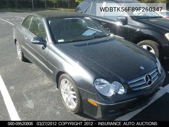 2009 Mercedes-Benz Clk350 VIN: WDBTK56F89F260347 Lot: 9520806