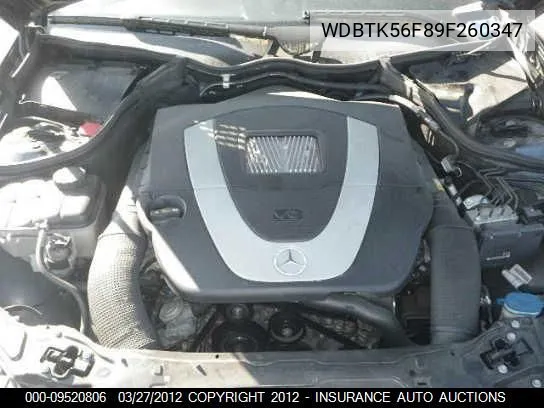 2009 Mercedes-Benz Clk350 VIN: WDBTK56F89F260347 Lot: 9520806