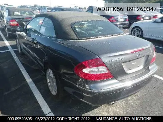 2009 Mercedes-Benz Clk350 VIN: WDBTK56F89F260347 Lot: 9520806