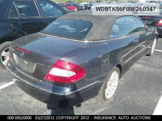 2009 Mercedes-Benz Clk350 VIN: WDBTK56F89F260347 Lot: 9520806