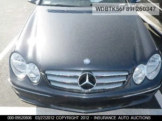 2009 Mercedes-Benz Clk350 VIN: WDBTK56F89F260347 Lot: 9520806