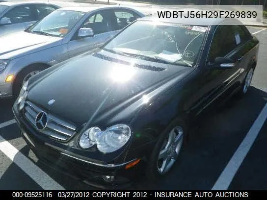 2009 Mercedes-Benz Clk350 VIN: WDBTJ56H29F269839 Lot: 9525116