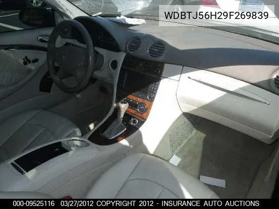 2009 Mercedes-Benz Clk350 VIN: WDBTJ56H29F269839 Lot: 9525116