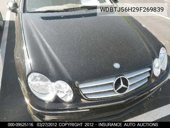 2009 Mercedes-Benz Clk350 VIN: WDBTJ56H29F269839 Lot: 9525116