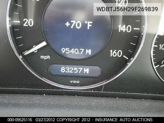 2009 Mercedes-Benz Clk350 VIN: WDBTJ56H29F269839 Lot: 9525116