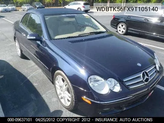 2009 Mercedes-Benz Clk350 VIN: WDBTK56FX9T105140 Lot: 9637101