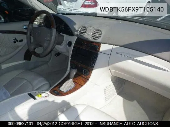 2009 Mercedes-Benz Clk350 VIN: WDBTK56FX9T105140 Lot: 9637101