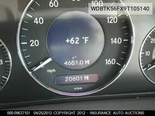 2009 Mercedes-Benz Clk350 VIN: WDBTK56FX9T105140 Lot: 9637101