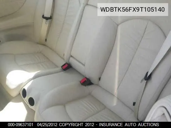 2009 Mercedes-Benz Clk350 VIN: WDBTK56FX9T105140 Lot: 9637101