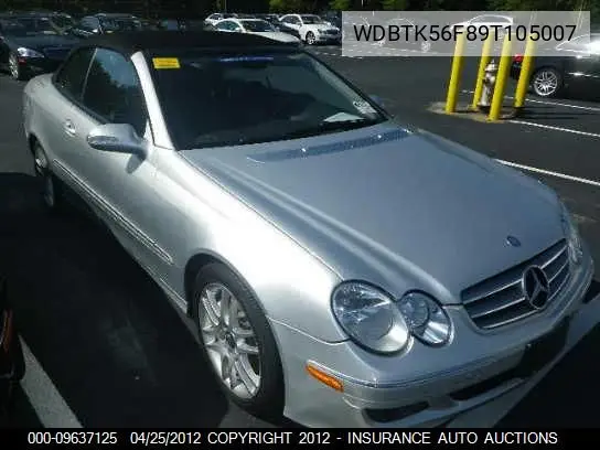 2009 Mercedes-Benz Clk350 VIN: WDBTK56F89T105007 Lot: 9637125