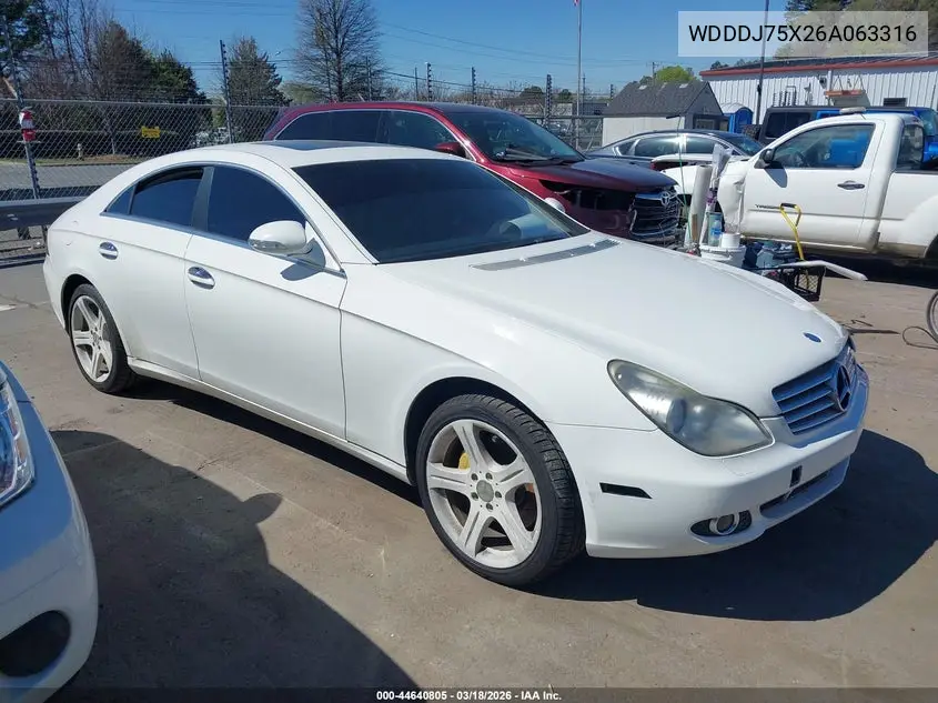 2006 Mercedes-Benz Cls 500 VIN: WDDDJ75X26A063316 Lot: 44640805