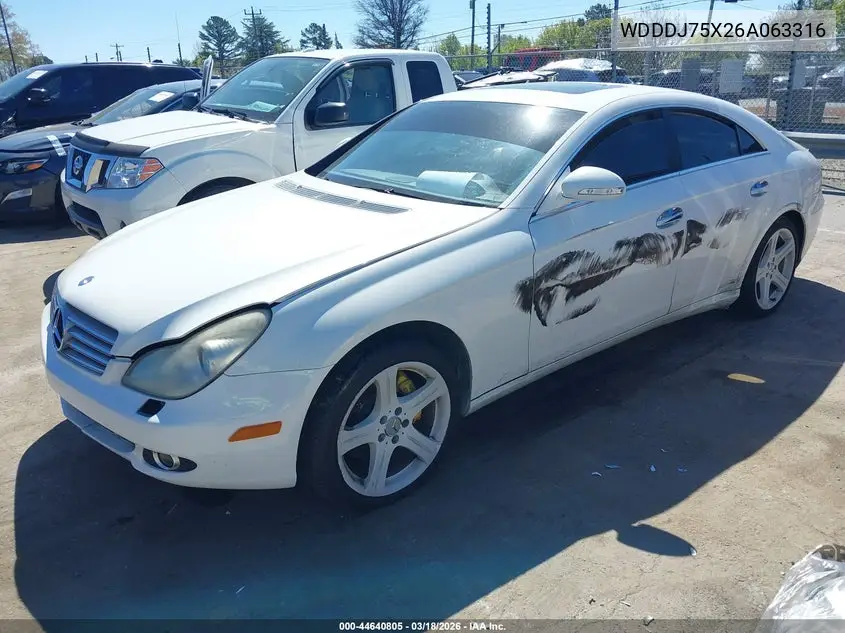 2006 Mercedes-Benz Cls 500 VIN: WDDDJ75X26A063316 Lot: 44640805