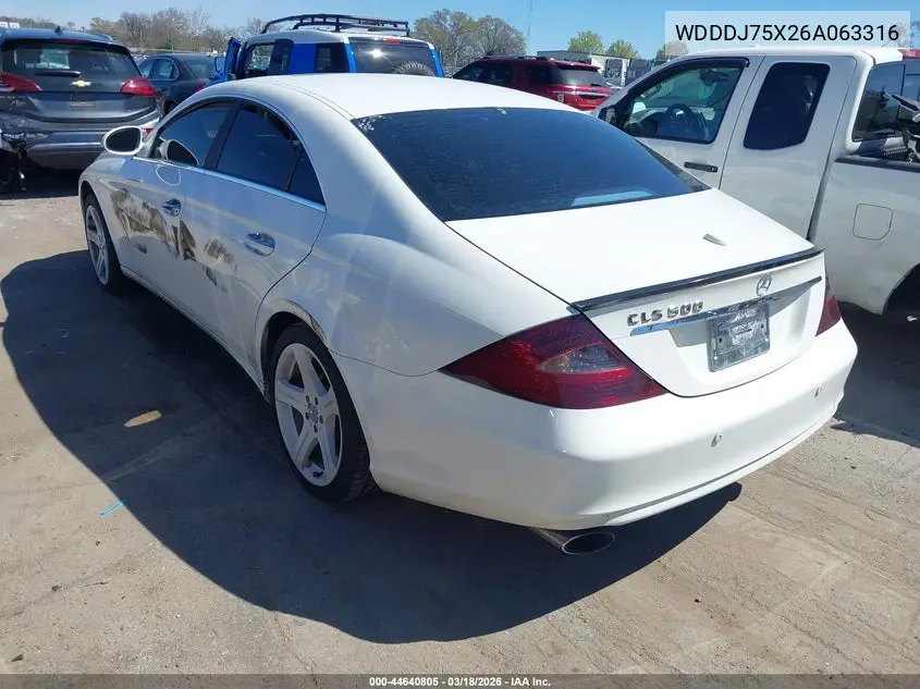 2006 Mercedes-Benz Cls 500 VIN: WDDDJ75X26A063316 Lot: 44640805