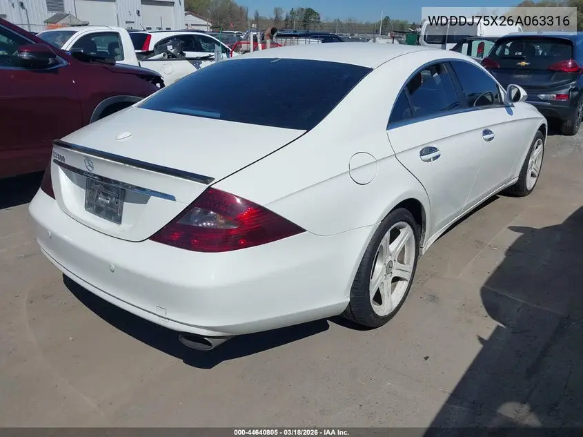 2006 Mercedes-Benz Cls 500 VIN: WDDDJ75X26A063316 Lot: 44640805