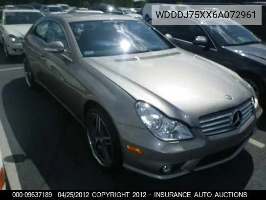 2006 Mercedes-Benz Cls500C VIN: WDDDJ75XX6A072961 Lot: 9637189