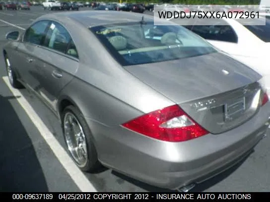 2006 Mercedes-Benz Cls500C VIN: WDDDJ75XX6A072961 Lot: 9637189