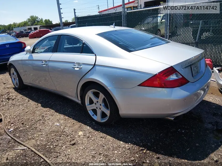 2007 Mercedes-Benz Cls 550 VIN: WDDDJ72X47A114742 Lot: 45224693