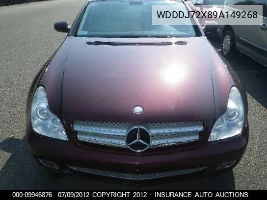 2009 Mercedes-Benz Cls550 VIN: WDDDJ72X89A149268 Lot: 9946876