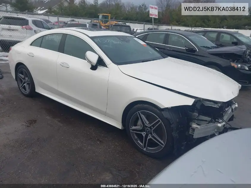 2019 Mercedes-Benz Cls 450 4Matic VIN: WDD2J5KB7KA038412 Lot: 43884521